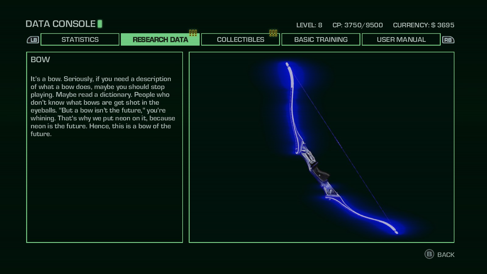 映画『トロン』の影響をあらわす一例として、『Far Cry 3: Blood Dragon』に登場する弓を紹介する。 「”弓は未来ではない”と君は考えるだろう。だからネオンをつけた。ネオンは未来だ。ゆえにこの弓は未来だ」 ネオンは未来のメタファーとして用いられている。