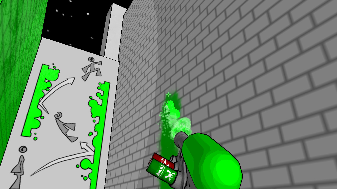 両方の壁にグリーンのインクを塗れば、忍者のように連続ジャンプで上れるようになる。