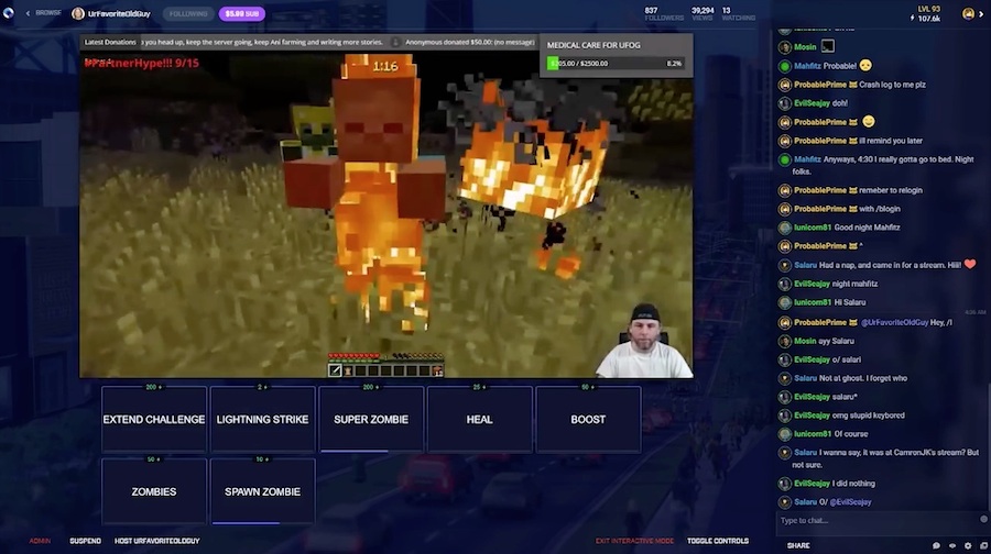 『Minecraft』では視聴者が配信中のゲームに直接関与することも可能だ